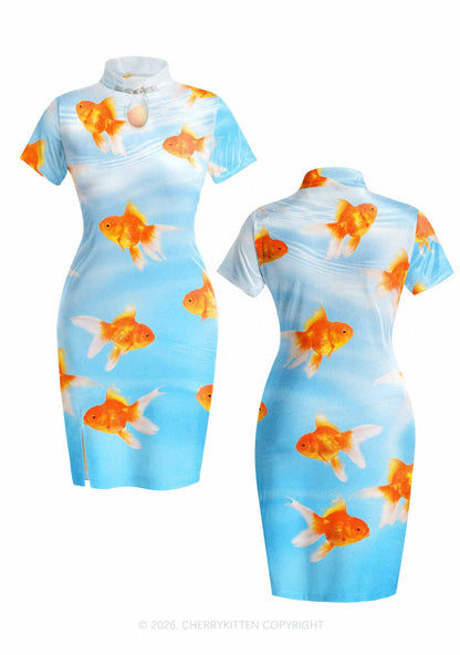 Goldfish Y2K Cheongsam Mini Dress Cherrykitten