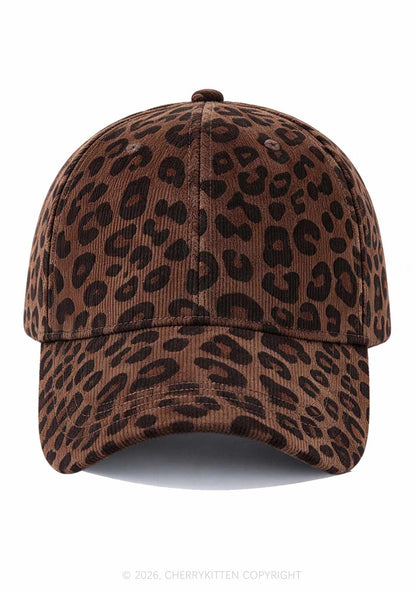Corduroy Leopard Y2K Baseball Cap Cherrykitten