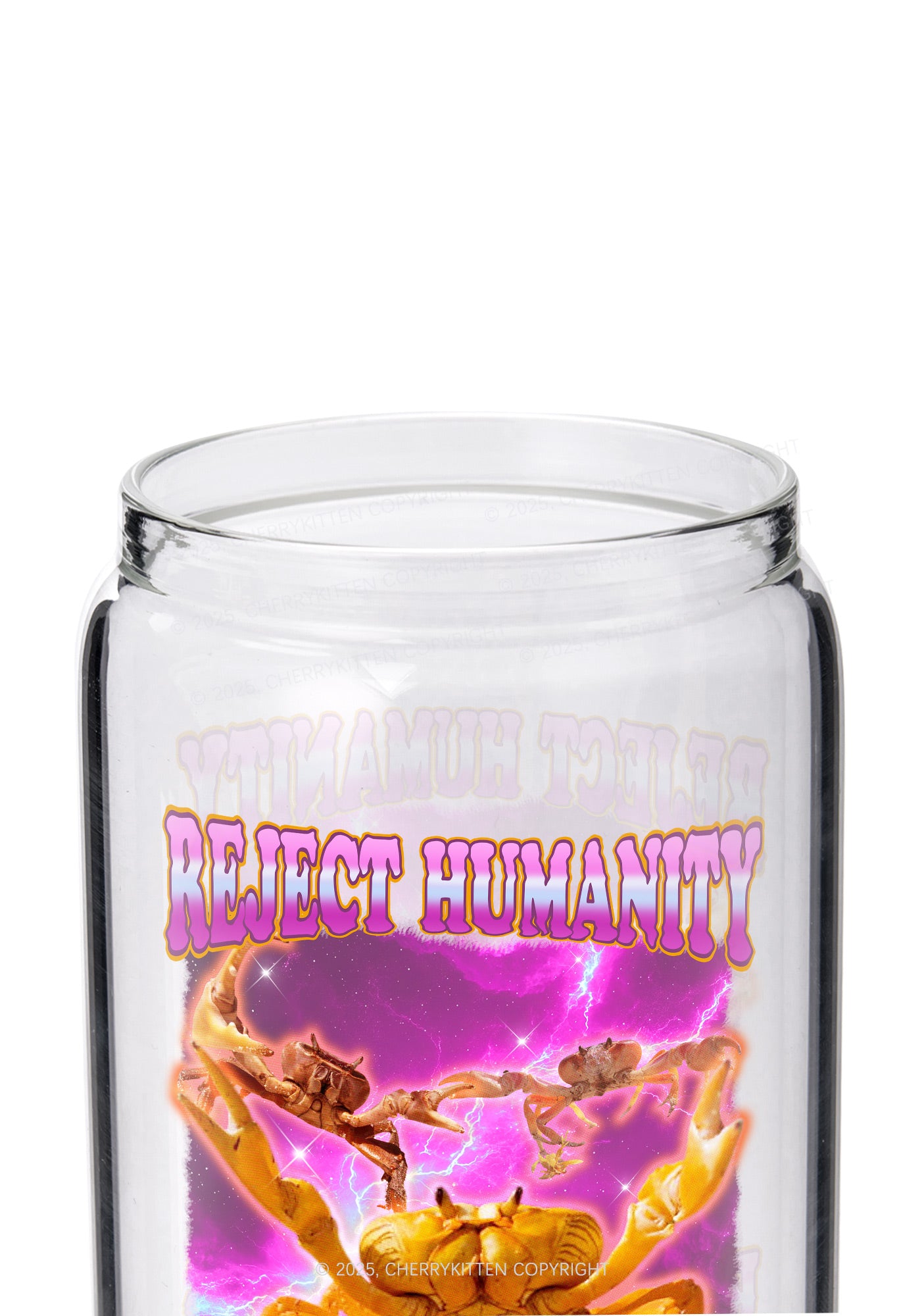 Reject Humanity Crab Y2K Printed Glass Cup Cherrykitten