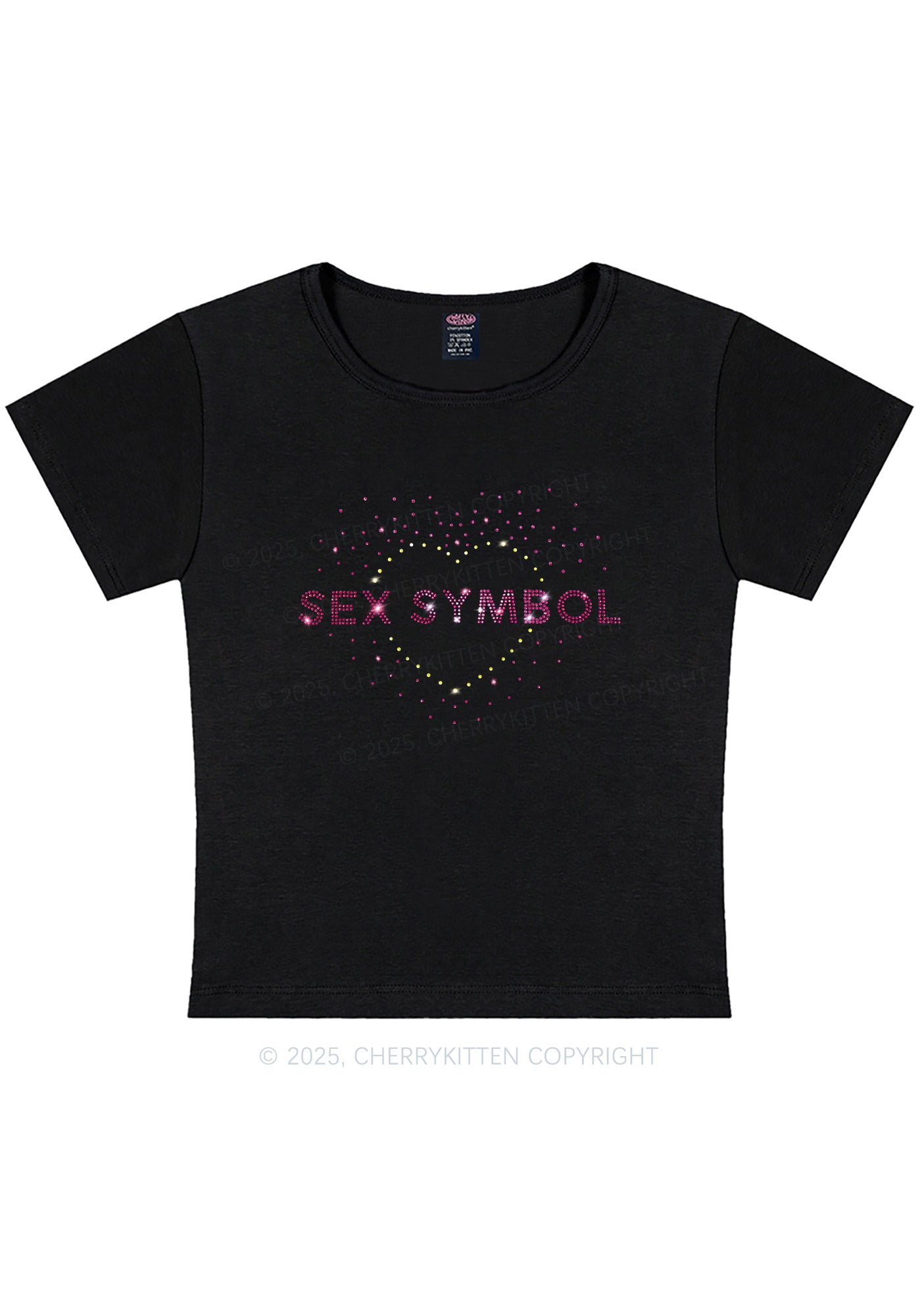 Rhinestone Sx Symbol Y2K Baby Tee Cherrykitten