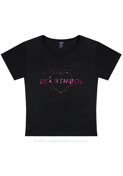 Rhinestone Sx Symbol Y2K Baby Tee Cherrykitten