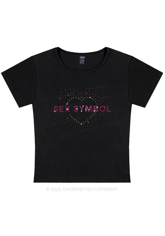 Rhinestone Sx Symbol Y2K Baby Tee Cherrykitten