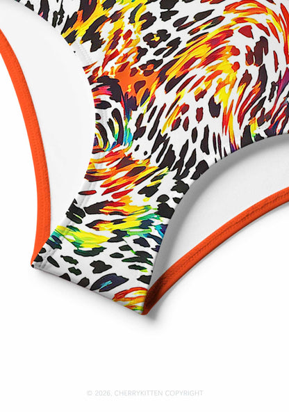 Rainbow Leopard Pride Y2K Print Bikini Set Cherrykitten