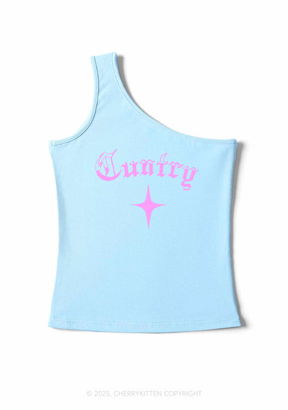 Cuntry Y2K One Shoulder Tank Top Cherrykitten