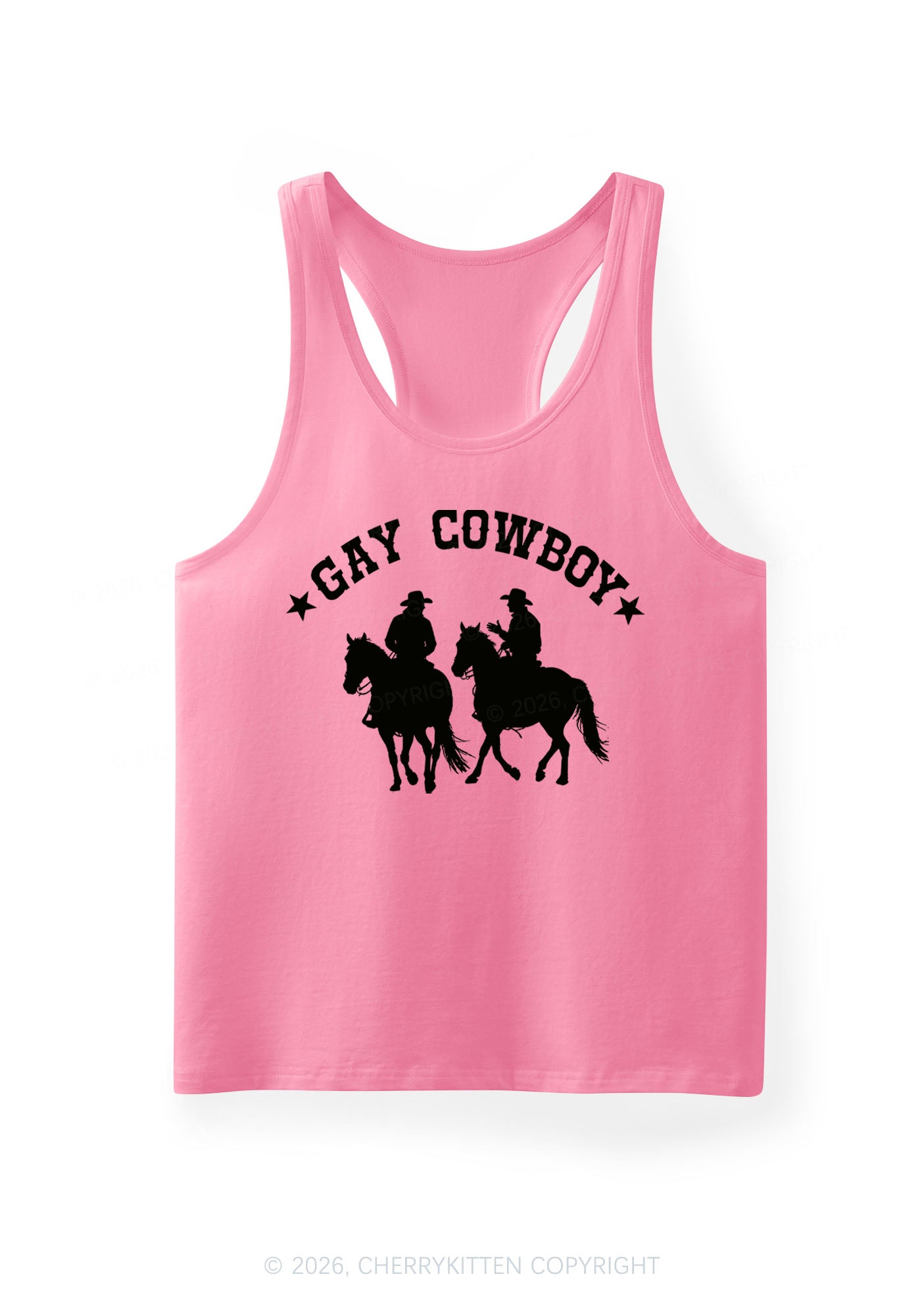 Gay Cowboy Pride Y2K Men Racerback Tank Top Cherrykitten