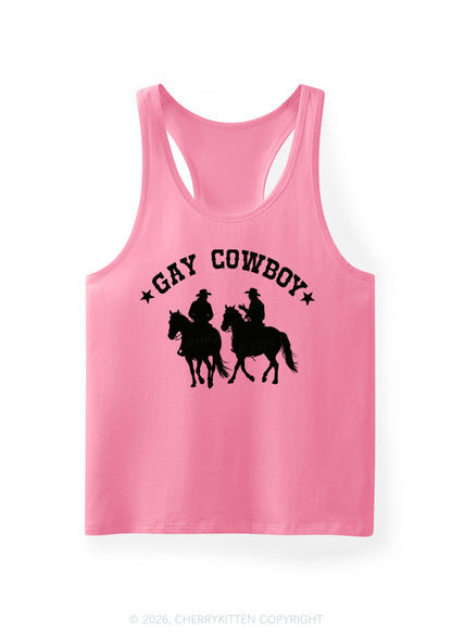 Gay Cowboy Pride Y2K Men Racerback Tank Top Cherrykitten