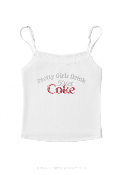 Rhinestone Pretty Girls Drink Diet Coke Y2K Spaghetti Strap Cami Cherrykitten