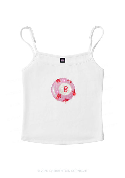 Rhinestone Pink Eight Ball Star Y2K Spaghetti Strap Cami Cherrykitten