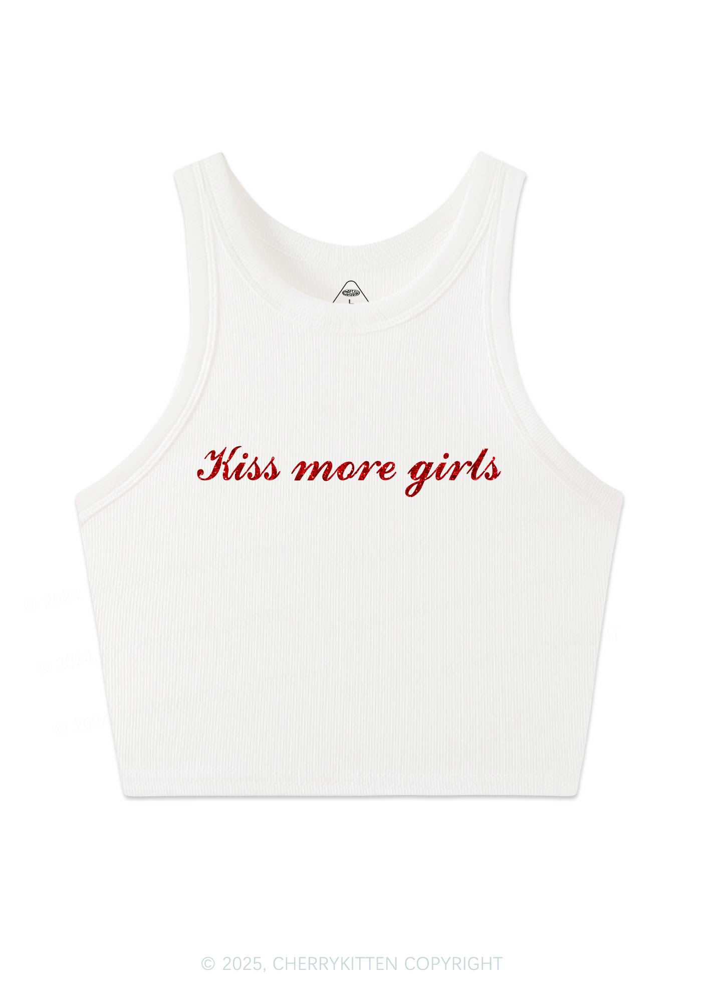 Glitter Kiss More Girls Pride Y2K Crop Tank Top Cherrykitten