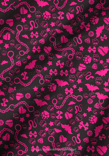 Chains And Bats Valentine's Day Y2K Print Long Sleeve Pajama Set Cherrykitten