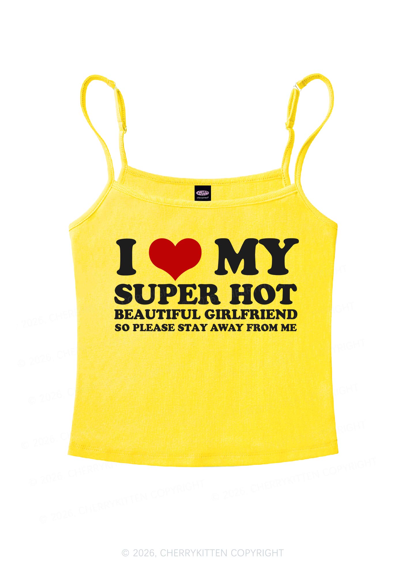Love My Super Hot GF Valentine's Day Y2K Spaghetti Strap Cami Cherrykitten
