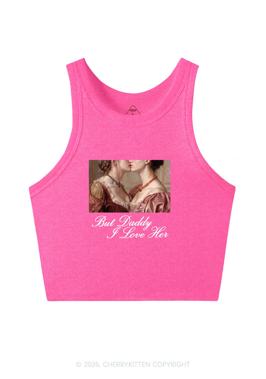 But Daddy I Love Her Lesbian Pride Y2K Crop Tank Top Cherrykitten