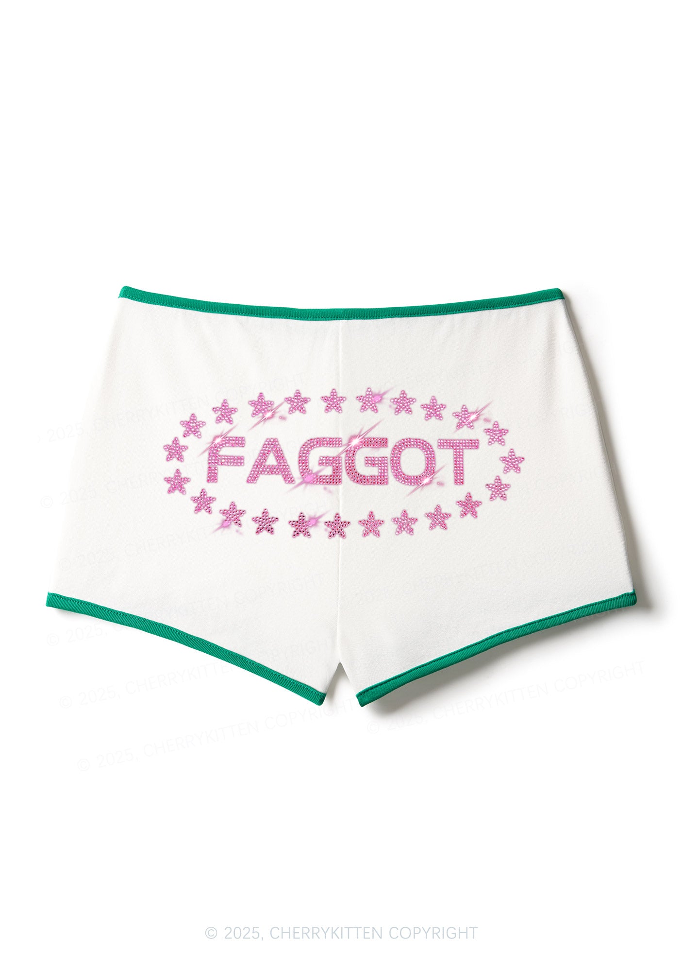 Rhinestone Pink Faggot Stars Pride Y2K Booty Shorts Cherrykitten
