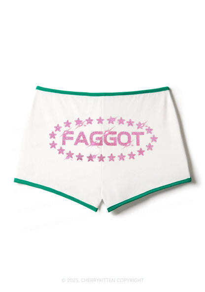 Rhinestone Pink Faggot Stars Pride Y2K Booty Shorts Cherrykitten