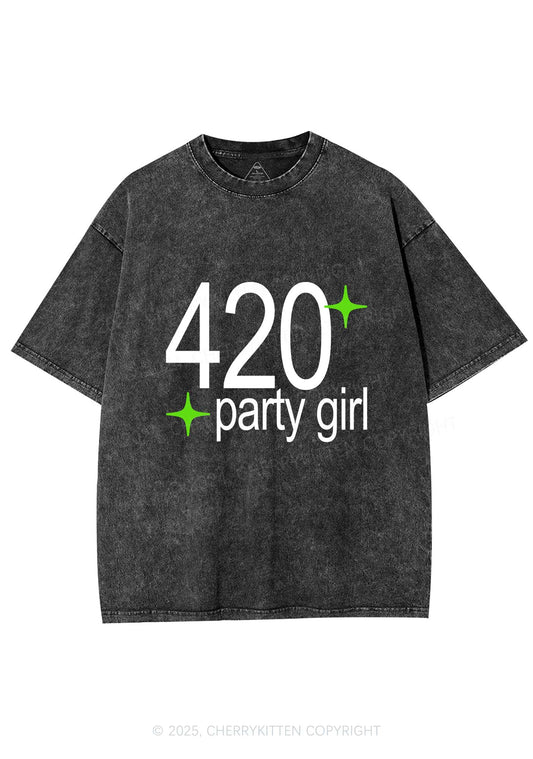 Stoned Party Girl Y2K Shirts Washed Tee Cherrykitten