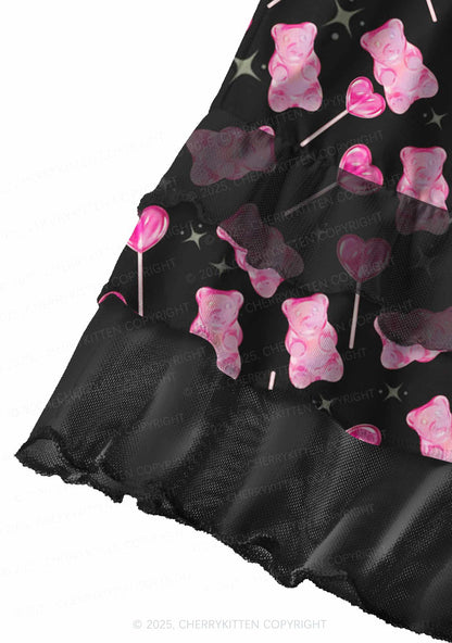 Lollipops Gummies Valentine's Day Y2K Print Mini Layered Skirt Cherrykitten