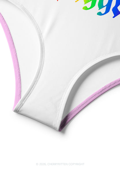 Rainbow Gradient Faggot Pride Y2K Print Bikini Set Cherrykitten