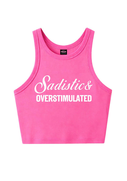 Sadistic Overstimulated Y2K Crop Tank Top Cherrykitten