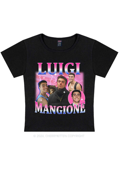 Bluepink Luigi Portrait Y2K Baby Tee Cherrykitten