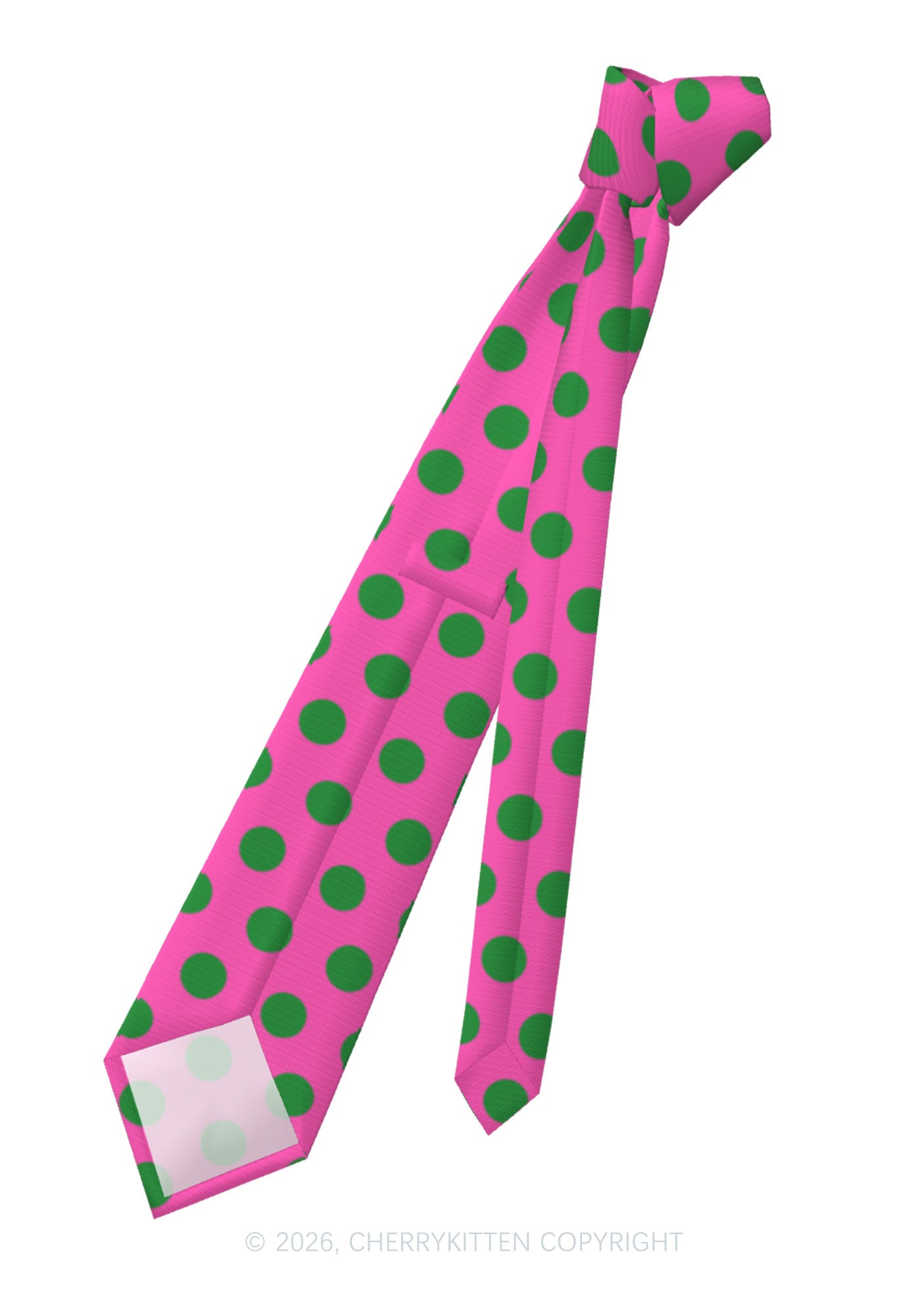 Green Dots On Pink Y2K Necktie Cherrykitten