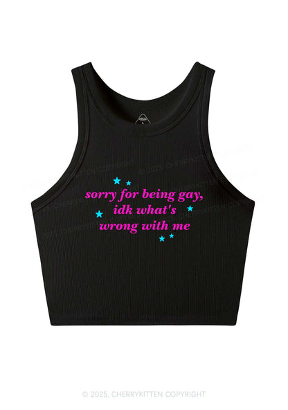 Sorry For Being Gay Pride Y2K Crop Tank Top Cherrykitten
