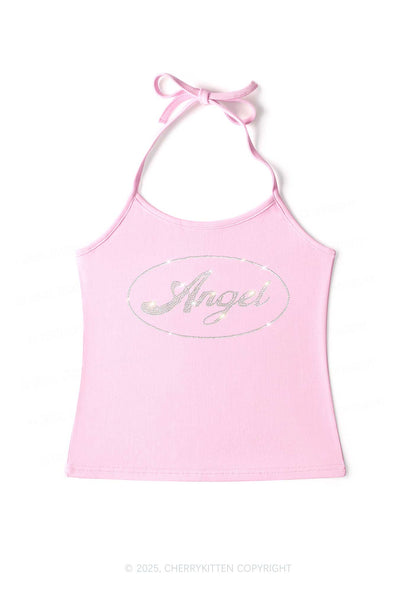Rhinestone Angel Y2K Halter Neck Cami Cherrykitten