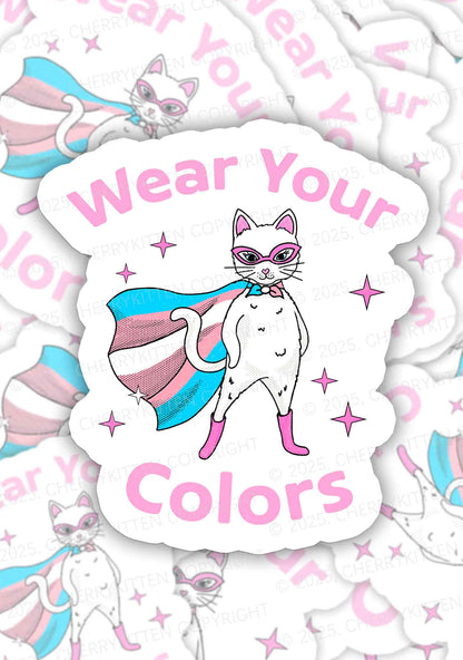 Transgender Flag Cat Pride 1Pc Y2K Sticker Cherrykitten