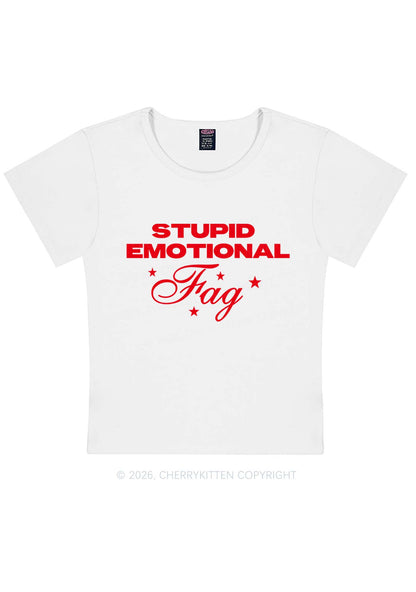 Stupid Emotional Fag Pride Y2K Baby Tee Cherrykitten