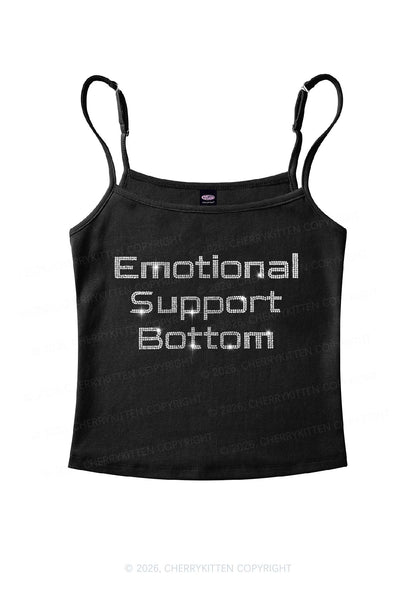 Rhinestone Emotional Support Bottom Pride Y2K Spaghetti Strap Cami Cherrykitten