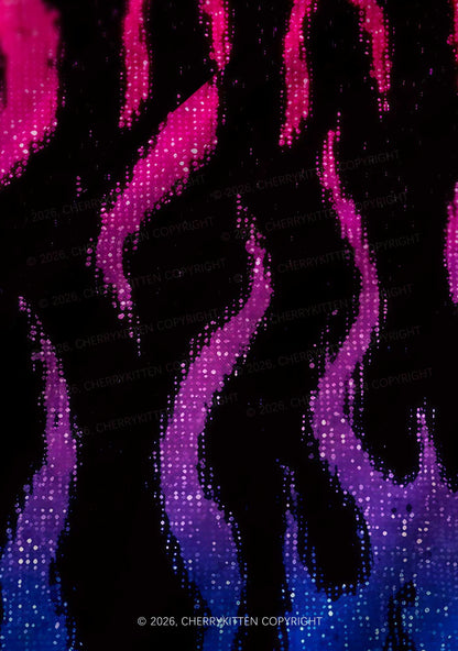 Bisexual Flame Pride Y2K Print Satin Cowl Neck Slip Dress Cherrykitten