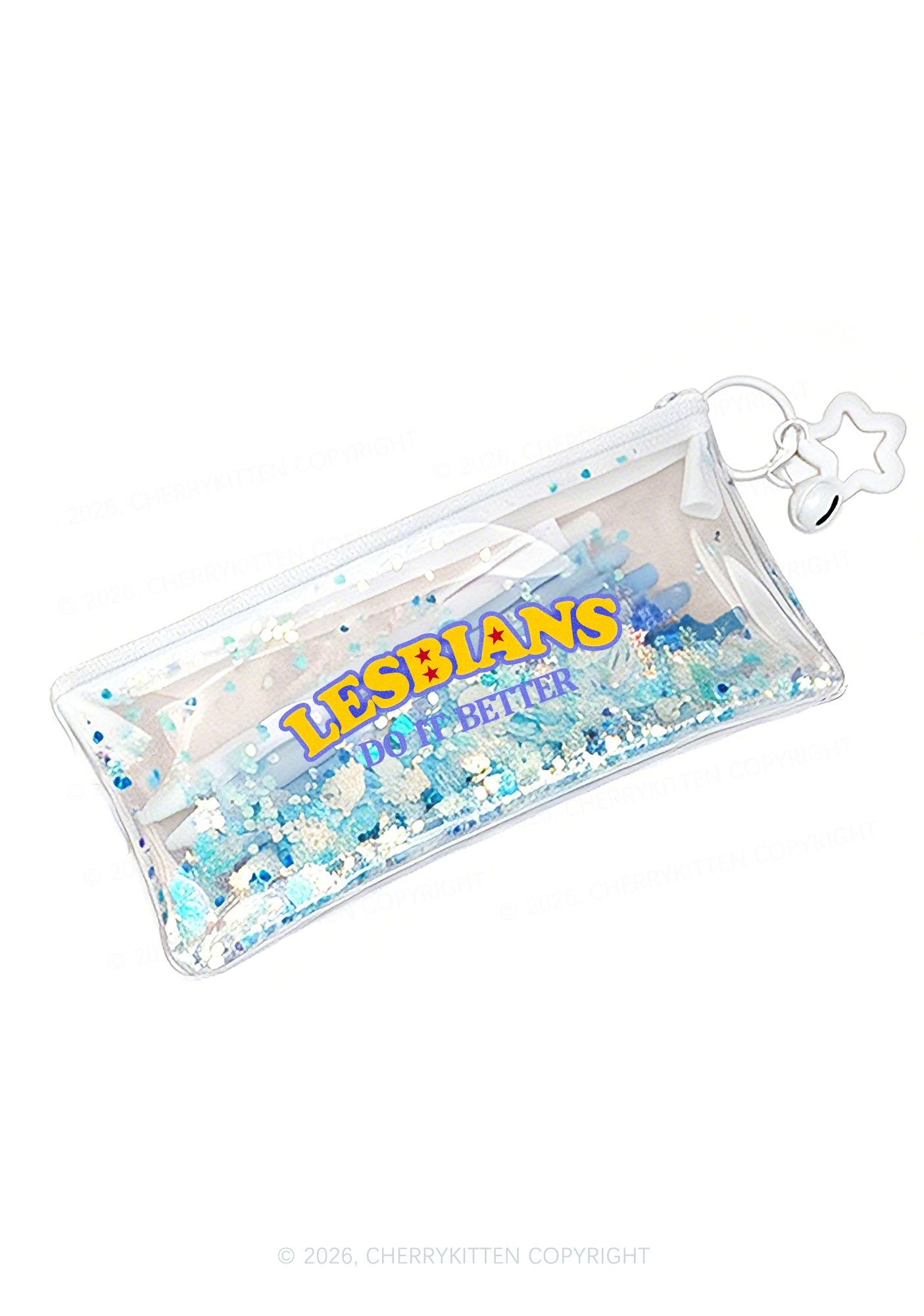Lesbians Do It Better Pride Y2K Quicksand Transparent Pencil Pouch Cherrykitten
