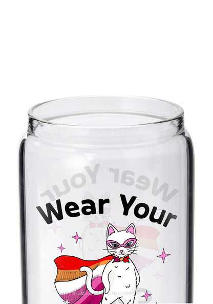 Lesbian Flag Cat Pride Y2K Printed Glass Cup Cherrykitten