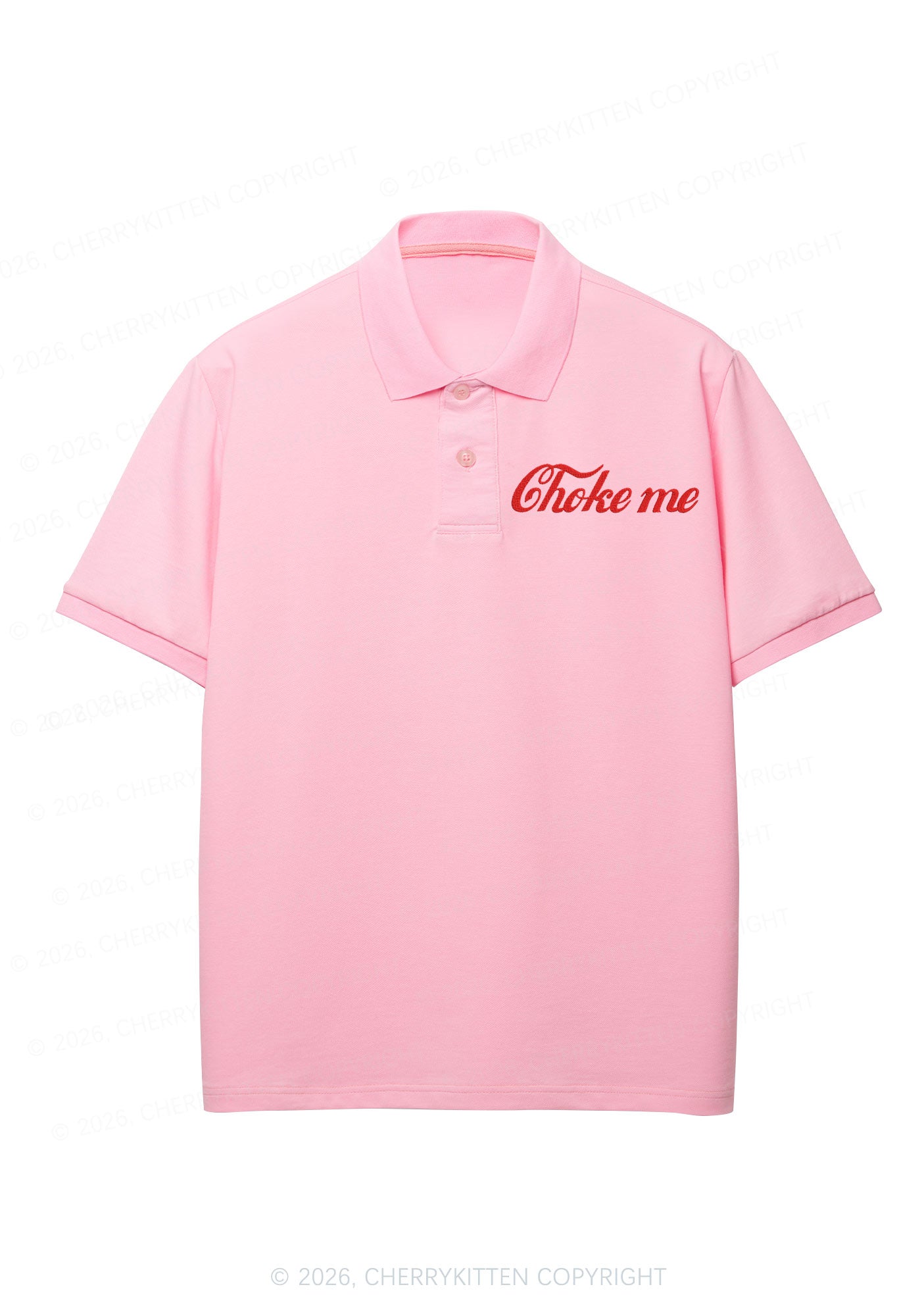 Embroidered Choke Me Y2K Polo Shirts Cherrykitten