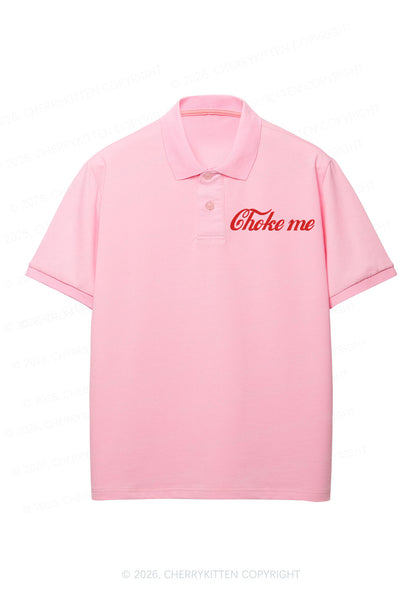 Embroidered Choke Me Y2K Polo Shirts Cherrykitten