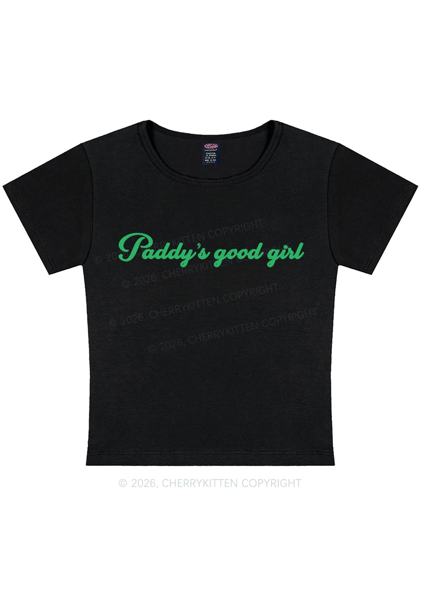 Paddys Good Girl St Patricks Y2K Baby Tee Cherrykitten