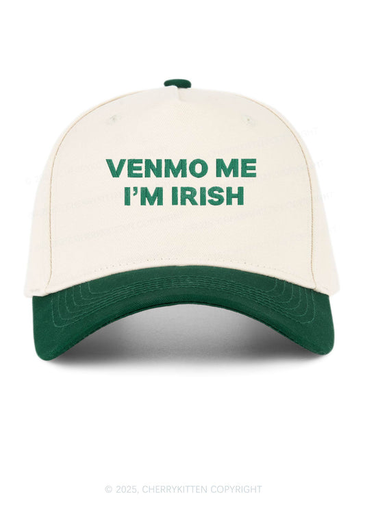 Embroidered Venmo Me Im Irish St Patricks Y2K Color Block Baseball Cap Cherrykitten