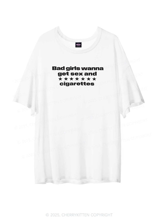 Wanna Sxx Cigarettes Y2K Sheer Boyfriend Tee Cherrykitten