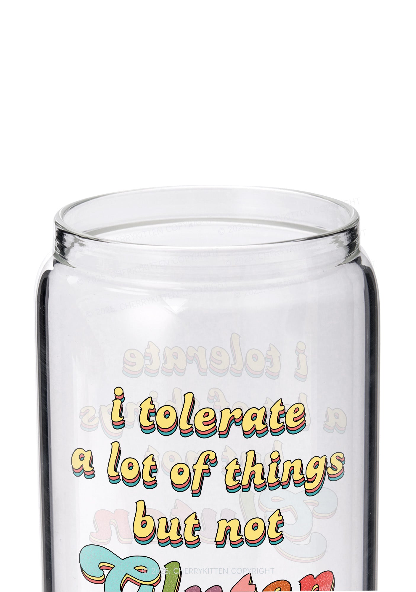 Tolerate Gluten Y2K Printed Glass Cup Cherrykitten