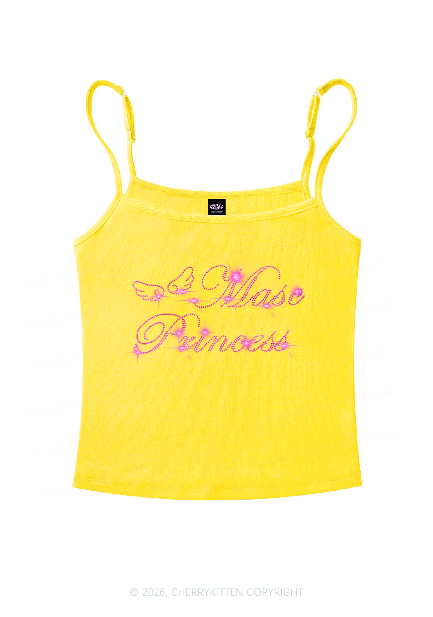 Rhinestone Masc Princess Pride Y2K Spaghetti Strap Cami Cherrykitten