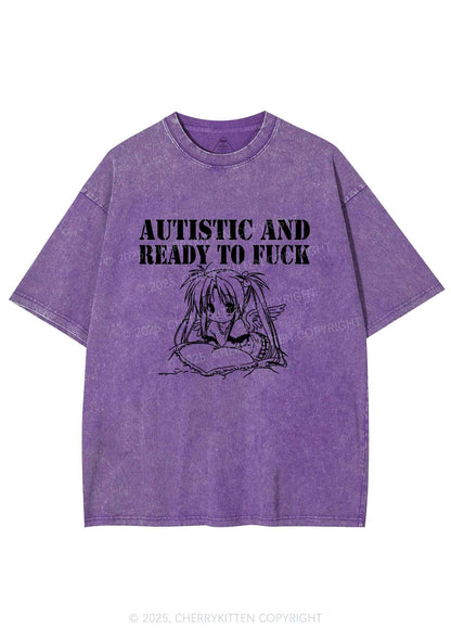 Autistic Ready To Fxxk Y2K Shirts Washed Tee Cherrykitten