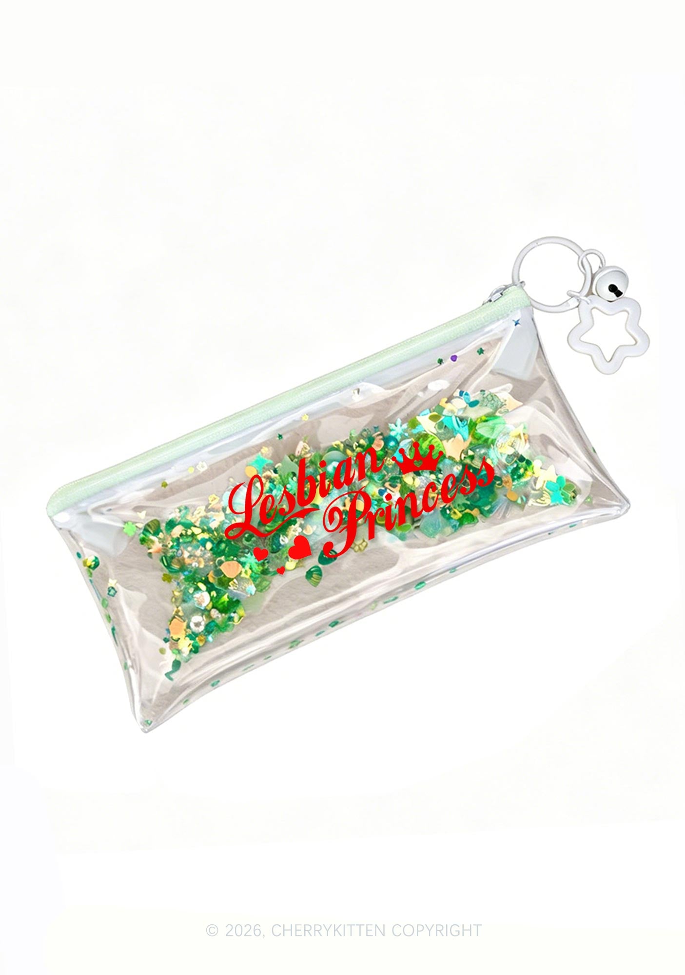 Lesbian Princess Pride Y2K Quicksand Transparent Pencil Pouch Cherrykitten
