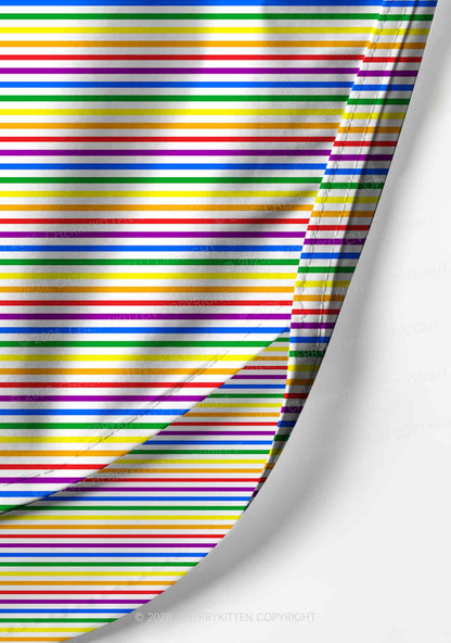 Rainbow Stripes Pride Y2K Print Men Beach Shorts Cherrykitten