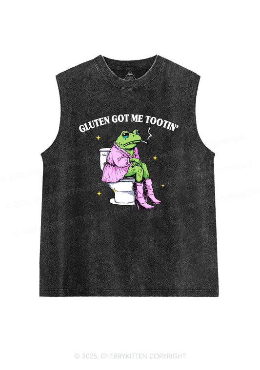 Gluten Got Me Tootin Y2K Washed Muscle Tank Cherrykitten