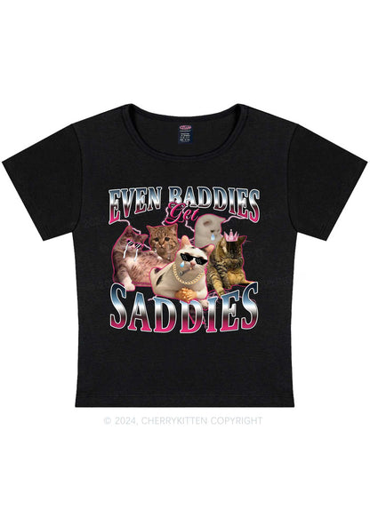 Five Baddie Cats Y2K Baby Tee Cherrykitten