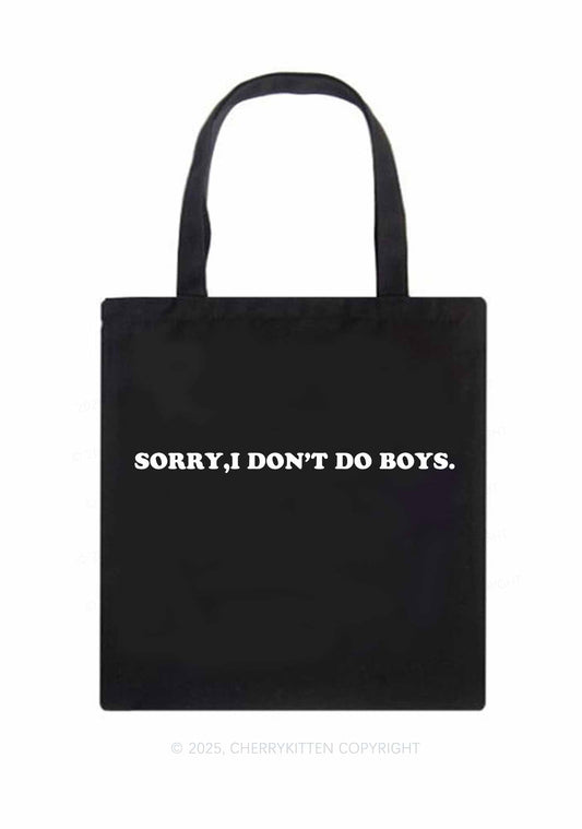 Sorry I Dont Do Boys Pride Y2K Canvas Tote Bag Cherrykitten