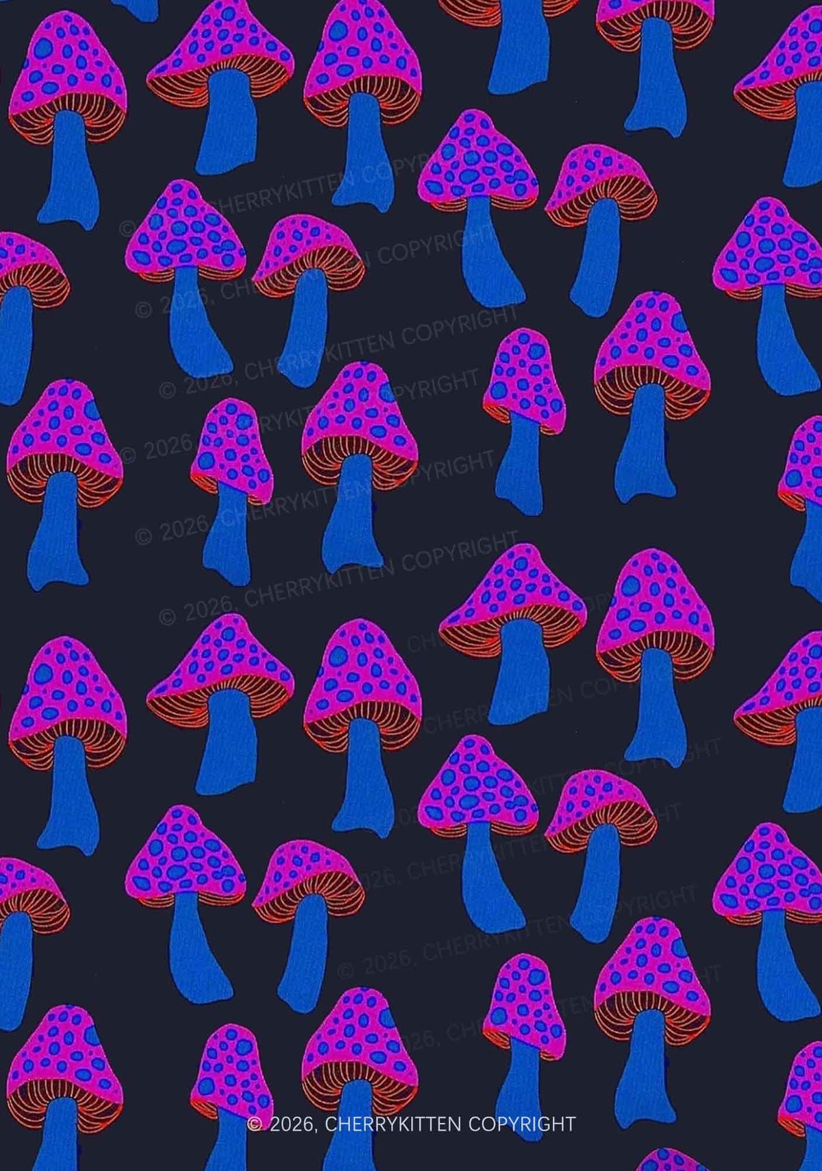 Blue Mushroom Y2K Print Cami Shorts Pajama Set Cherrykitten