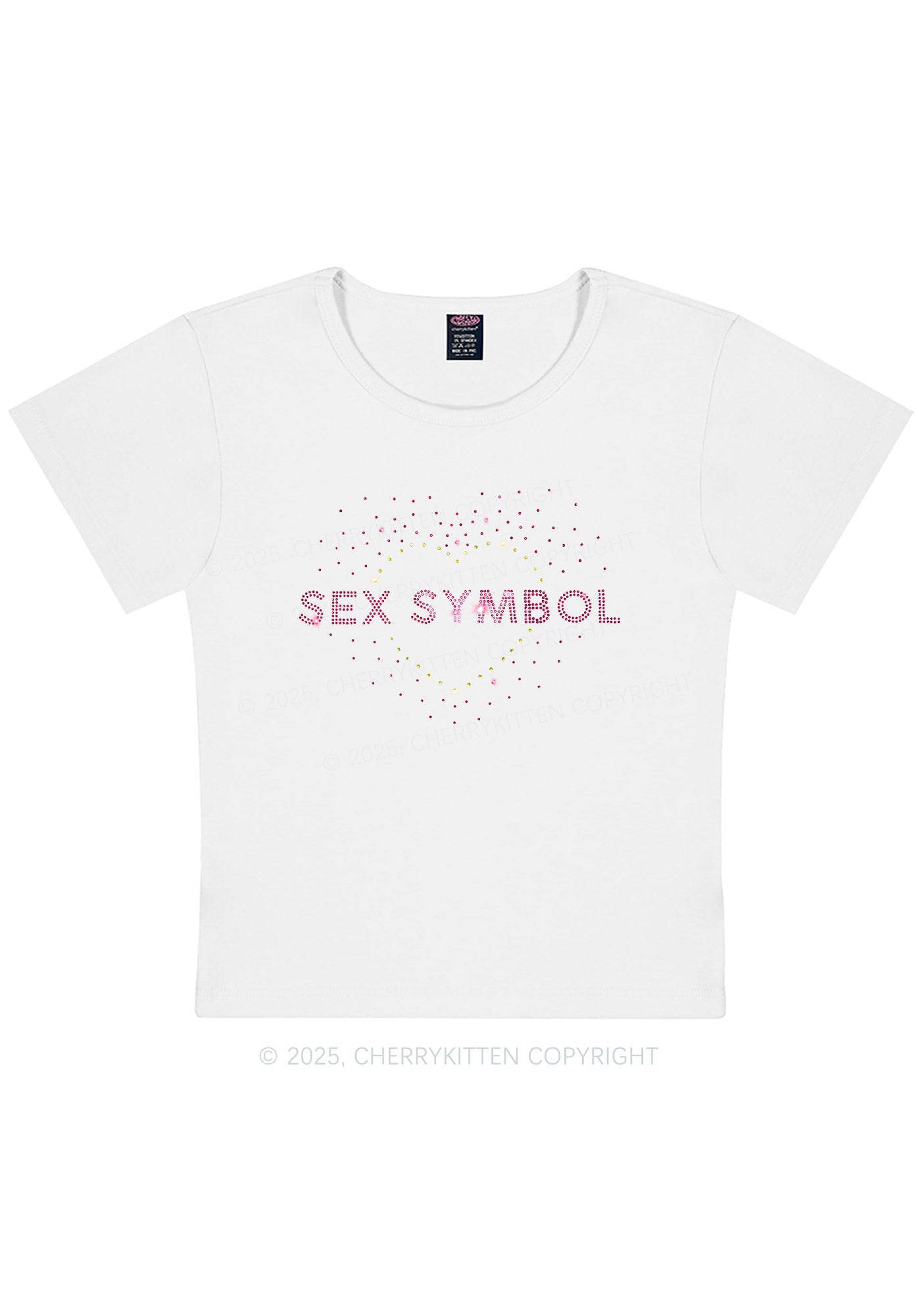 Rhinestone Sx Symbol Y2K Baby Tee Cherrykitten