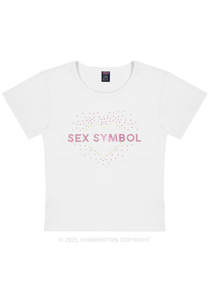 Rhinestone Sx Symbol Y2K Baby Tee Cherrykitten