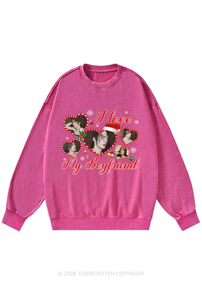 Custom Christmas I Love My GF Y2K Washed Sweatshirts Cherrykitten