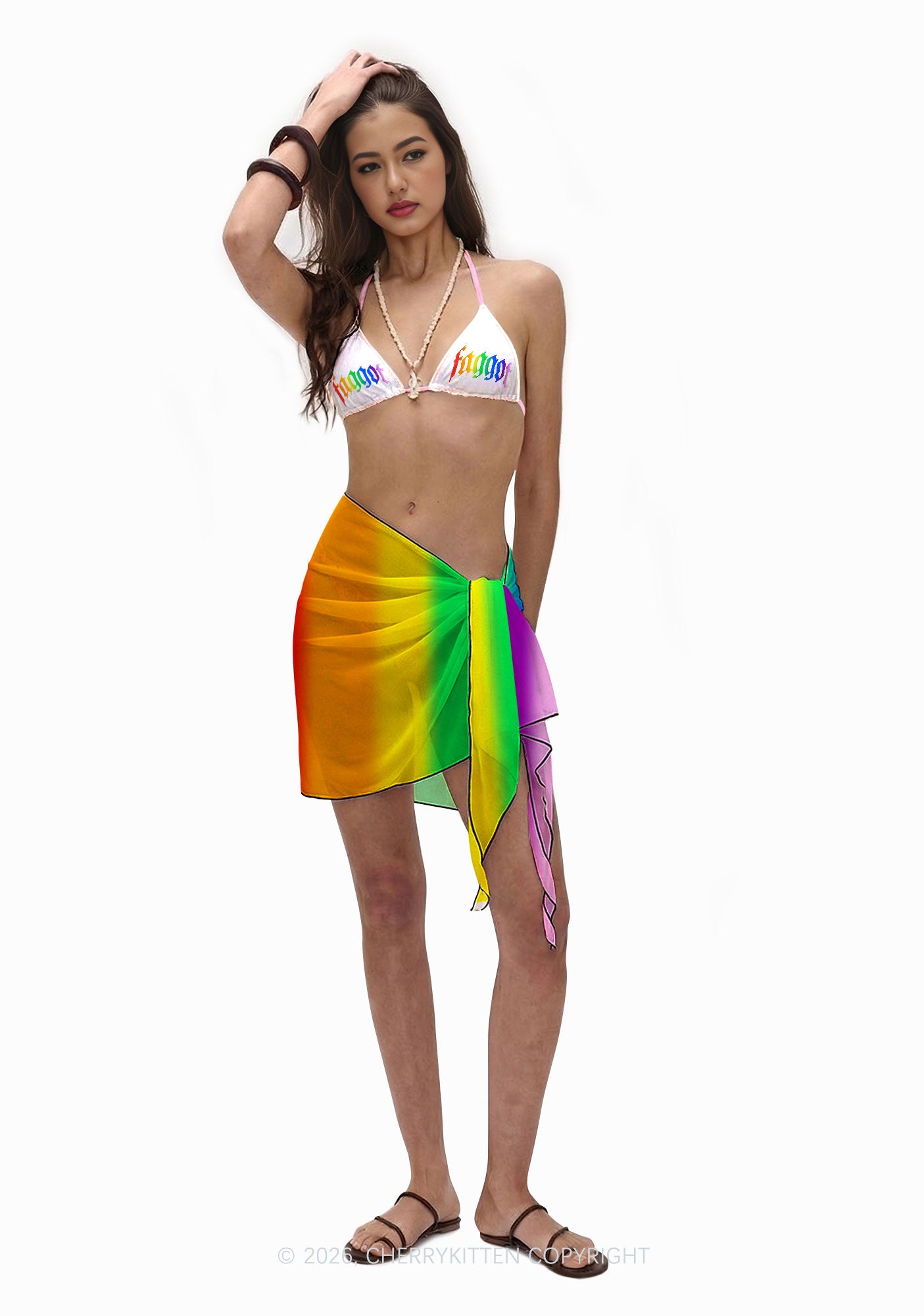 Rainbow Gradient Faggot Pride Y2K Print Bikini Set Cherrykitten